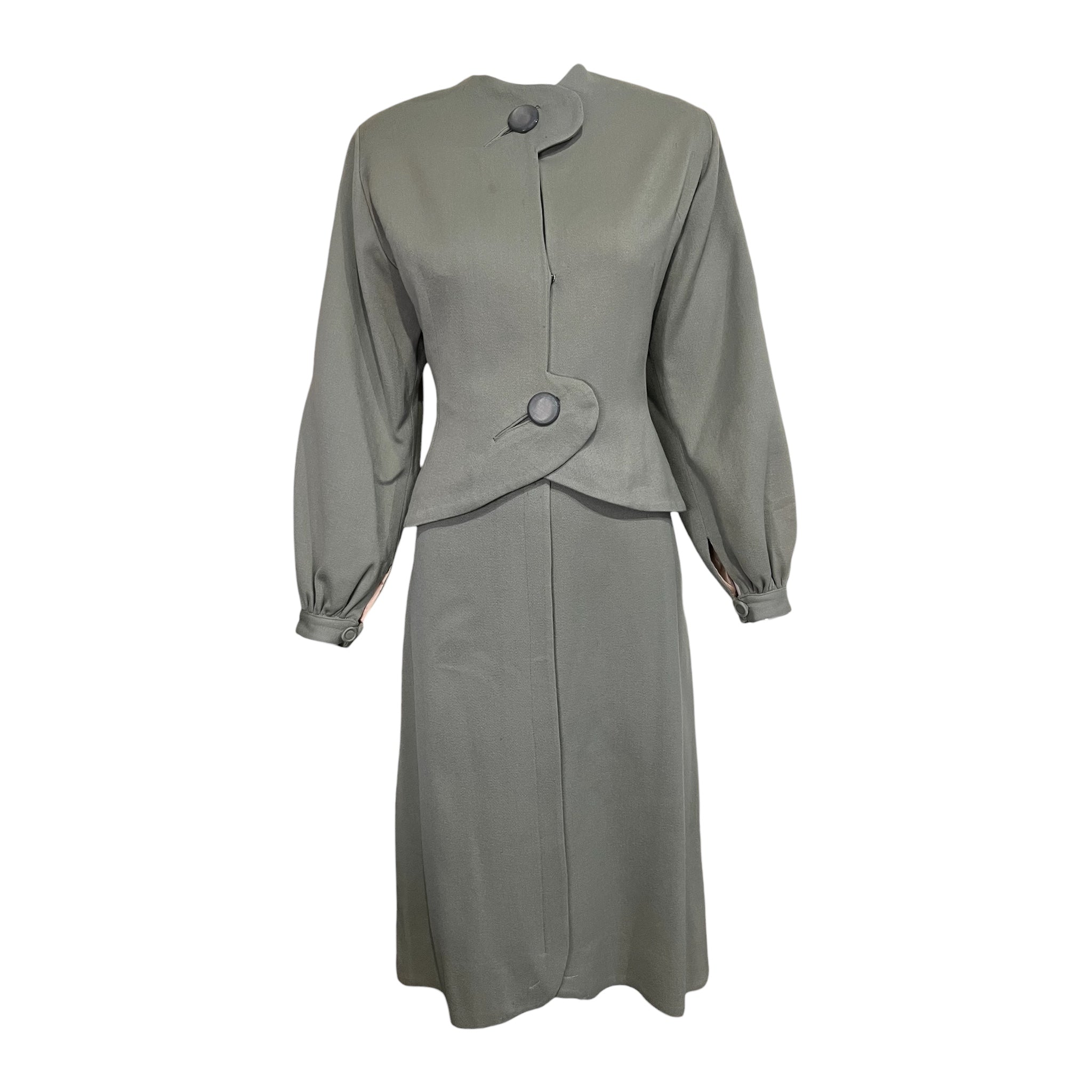 Lilli Ann Late 1940's Slate Grey Wool Skirt Suit
