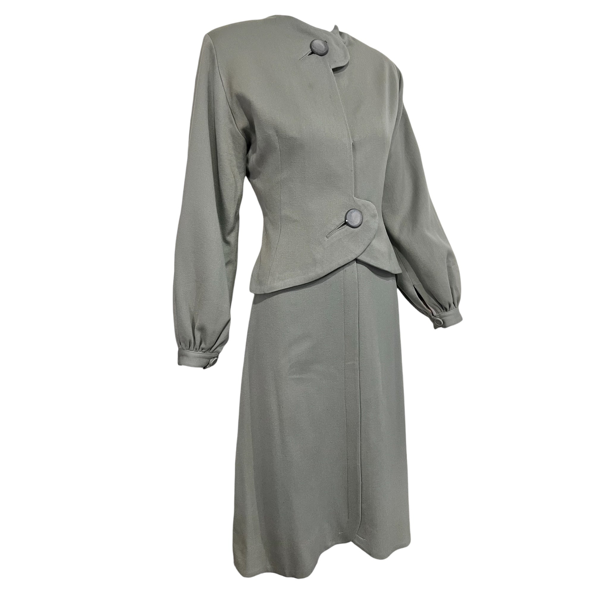Lilli Ann Late 1940's Slate Grey Wool Skirt Suit, side