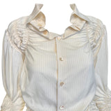 Jean Paul Gaultier Femme 2000's Cream Pin Striped Ruched Blouse, top