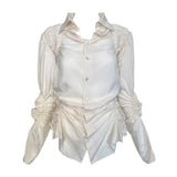 Jean Paul Gaultier Femme 2000's Cream Pin Striped Ruched Blouse
