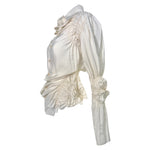 Jean Paul Gaultier Femme 2000's Cream Pin Striped Ruched Blouse, slight side