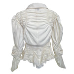 Jean Paul Gaultier Femme 2000's Cream Pin Striped Ruched Blouse, back