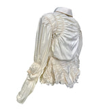 Jean Paul Gaultier Femme 2000's Cream Pin Striped Ruched Blouse, back side