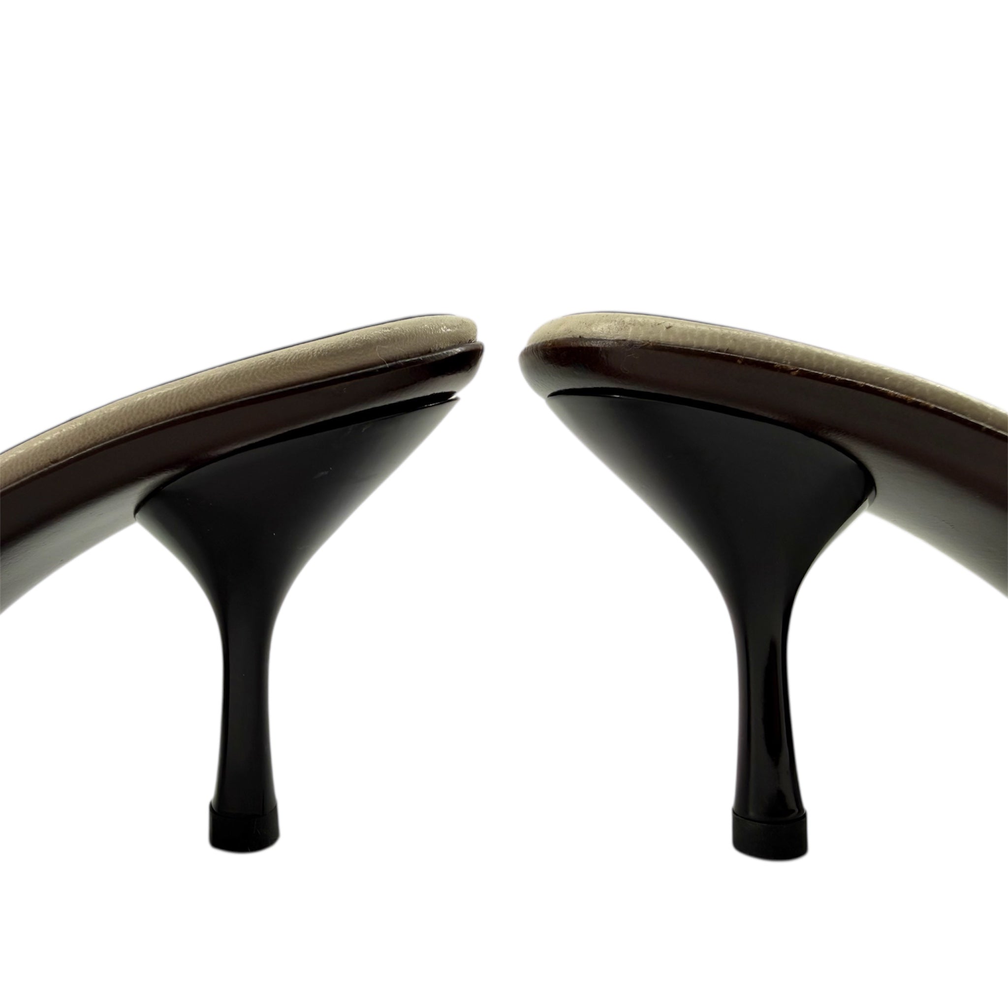 Gucci by Tom Ford S/S 1999 Ecru Leather O-Ring Strappy Sandals, 7B, heels