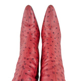 Walter Steiger Red Ostrich Leather Knee High Boots, 37 1/2, toes