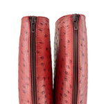 Walter Steiger Red Ostrich Leather Knee High Boots, 37 1/2, top