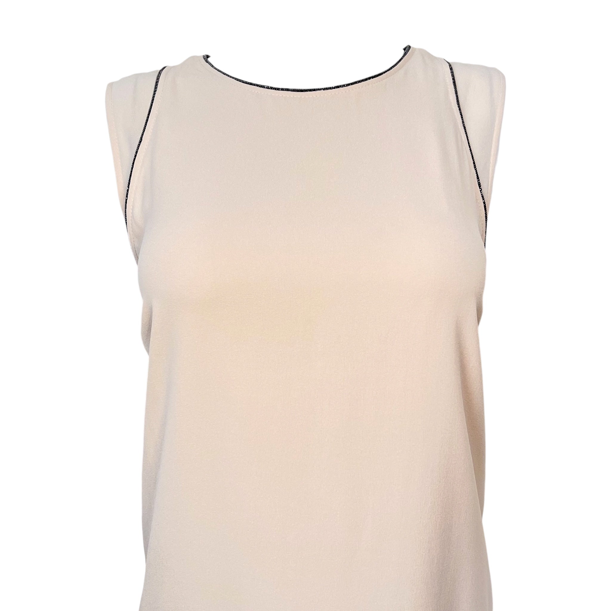 Brunello Cucinelli Pale Pink Dress Tiered Silk Crepe Dress, top