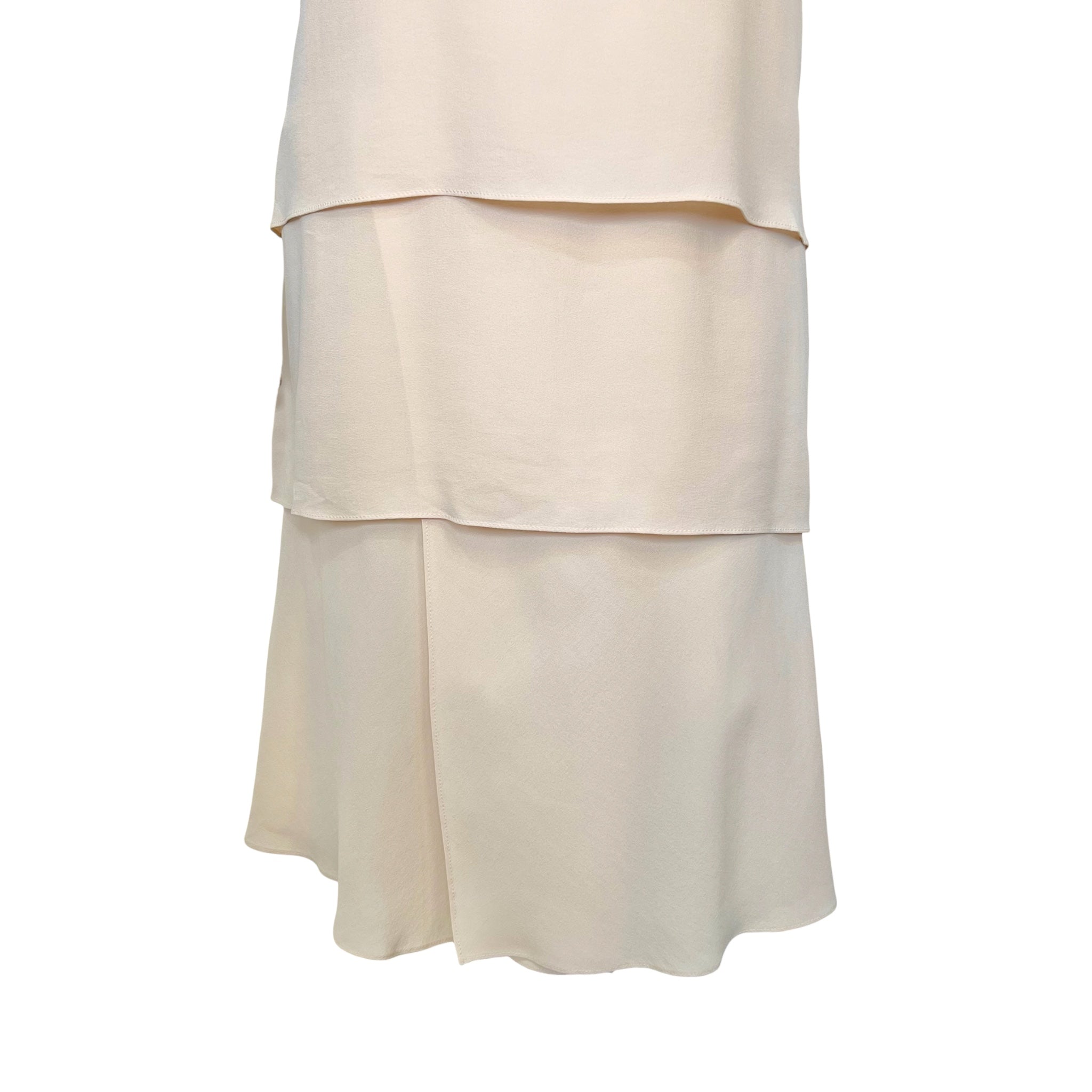 Brunello Cucinelli Pale Pink Dress Tiered Silk Crepe Dress, skirt