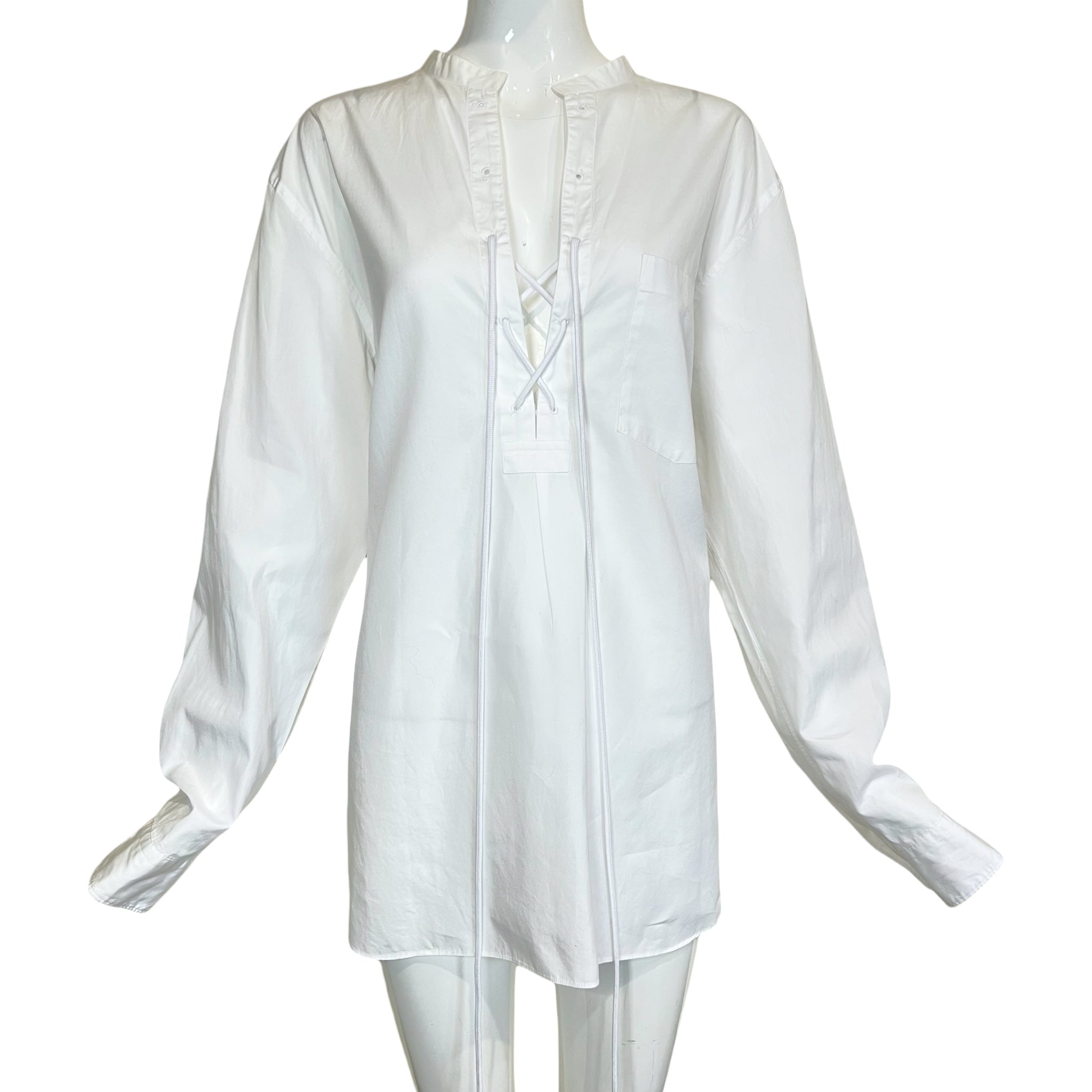 Comme Des Garcons Homme 2002 White Cotton Lace Up Pirate Blouse