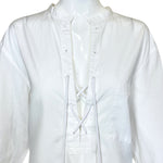 Comme Des Garcons Homme 2002 White Cotton Lace Up Pirate Blouse, detail