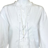 Comme Des Garcons Homme 2002 White Cotton Lace Up Pirate Blouse, detail