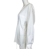 Comme Des Garcons Homme 2002 White Cotton Lace Up Pirate Blouse, side 2