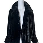 1920's Black Silk Velvet Opera Coat, open neck 