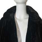 1920's Black Silk Velvet Opera Coat, close up neck