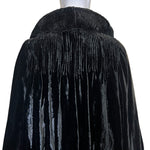 1920's Black Silk Velvet Opera Coat, top back