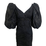 Ruben Panis 1980's Black Beaded Terno Puff Sleeve Gown, top