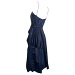 1950's Midnight Blue Silk Old Hollywood Evening Dress, side 2