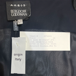 Akris 2000's Navy Silk Ruffled One Shoulder Cocktail Dress, tag and label