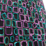 1980's Strapless Mermaid Gown and Bolero with Purple and Teal Geometric Beading, sequin detail