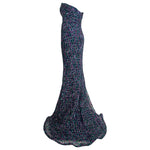 1980's Strapless Mermaid Gown and Bolero with Purple and Teal Geometric Beading, side 2