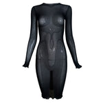 Karl Lagerfeld 1990's Black Mesh Sheer Mini Dress