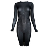 Karl Lagerfeld 1990's Black Mesh Sheer Mini Dress