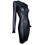 Karl Lagerfeld 1990's Black Mesh Sheer Mini Dress, side