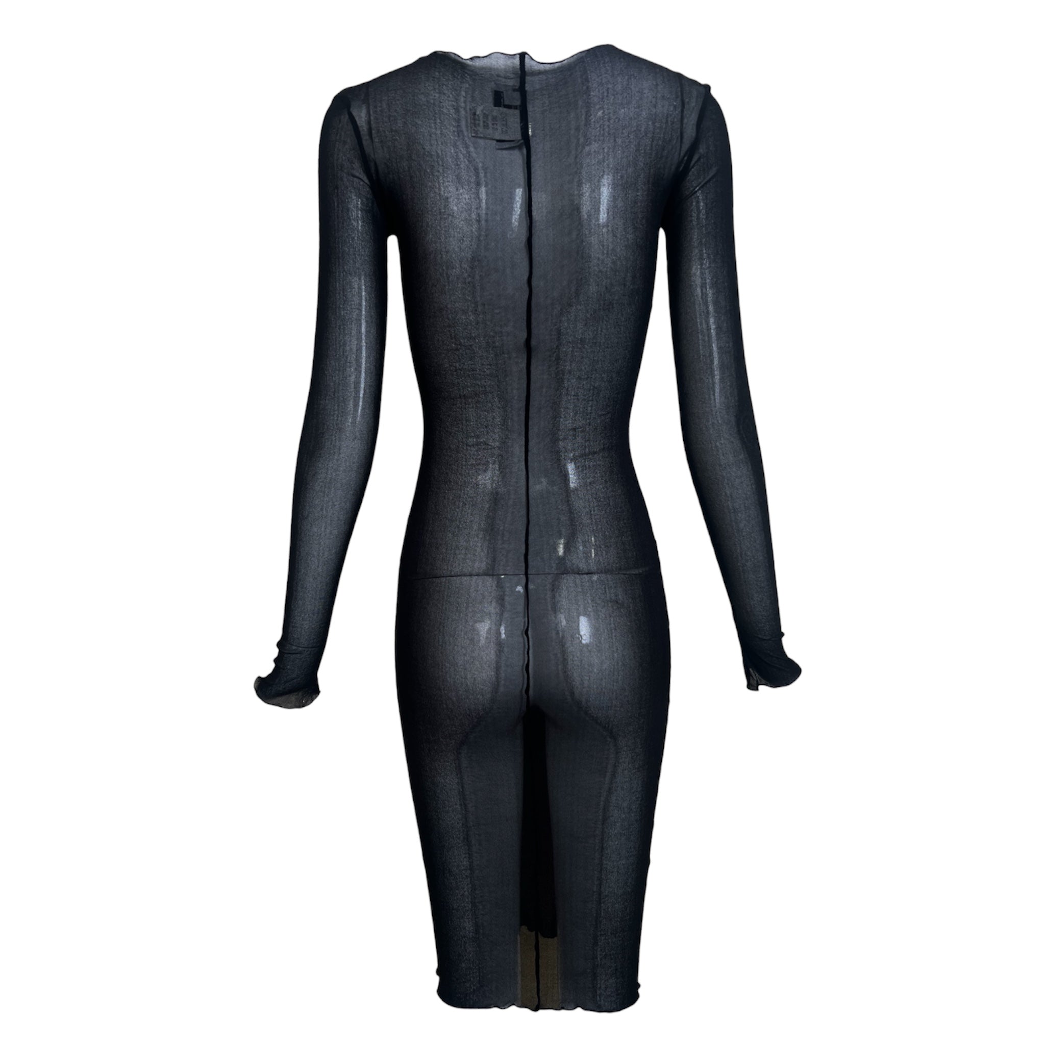 Karl Lagerfeld 1990's Black Mesh Sheer Mini Dress, back