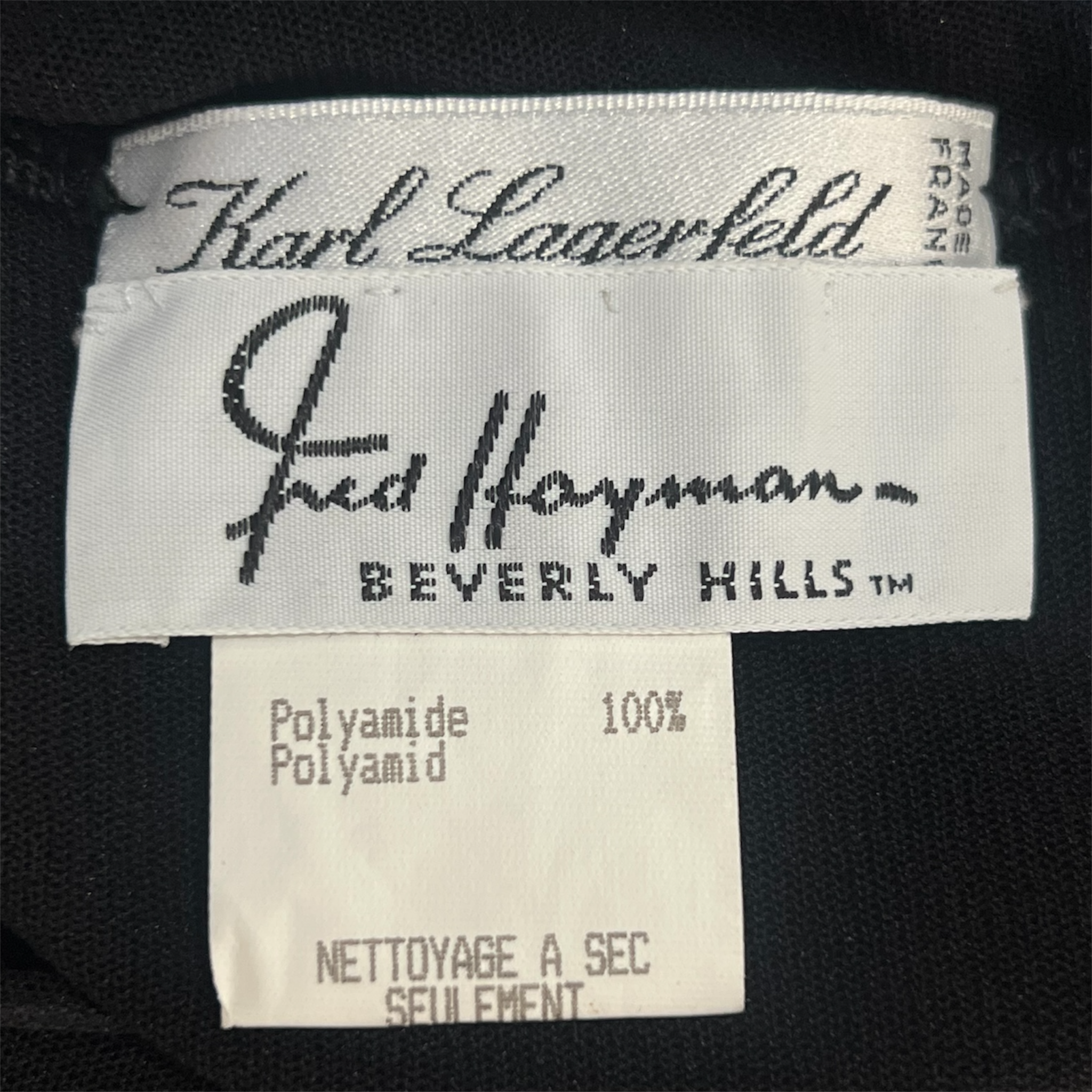 Karl Lagerfeld 1990's Black Mesh Sheer Mini Dress, label