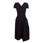 Mainbocher Late 1940's Red and Black Polka Silk Brocade Dot Party Dress