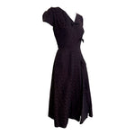 Mainbocher Late 1940's Red and Black Polka Silk Brocade Dot Party Dress, side