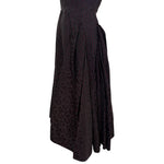 Mainbocher Late 1940's Red and Black Polka Silk Brocade Dot Party Dress, side detail