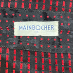 Mainbocher Late 1940's Red and Black Polka Silk Brocade Dot Party Dress, label