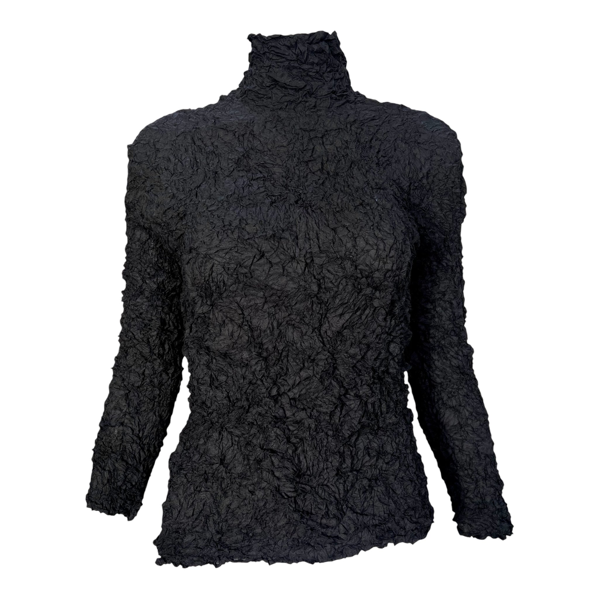 Issey Miyake F/W 1999 Black Crinkle Pleat Mockneck Top