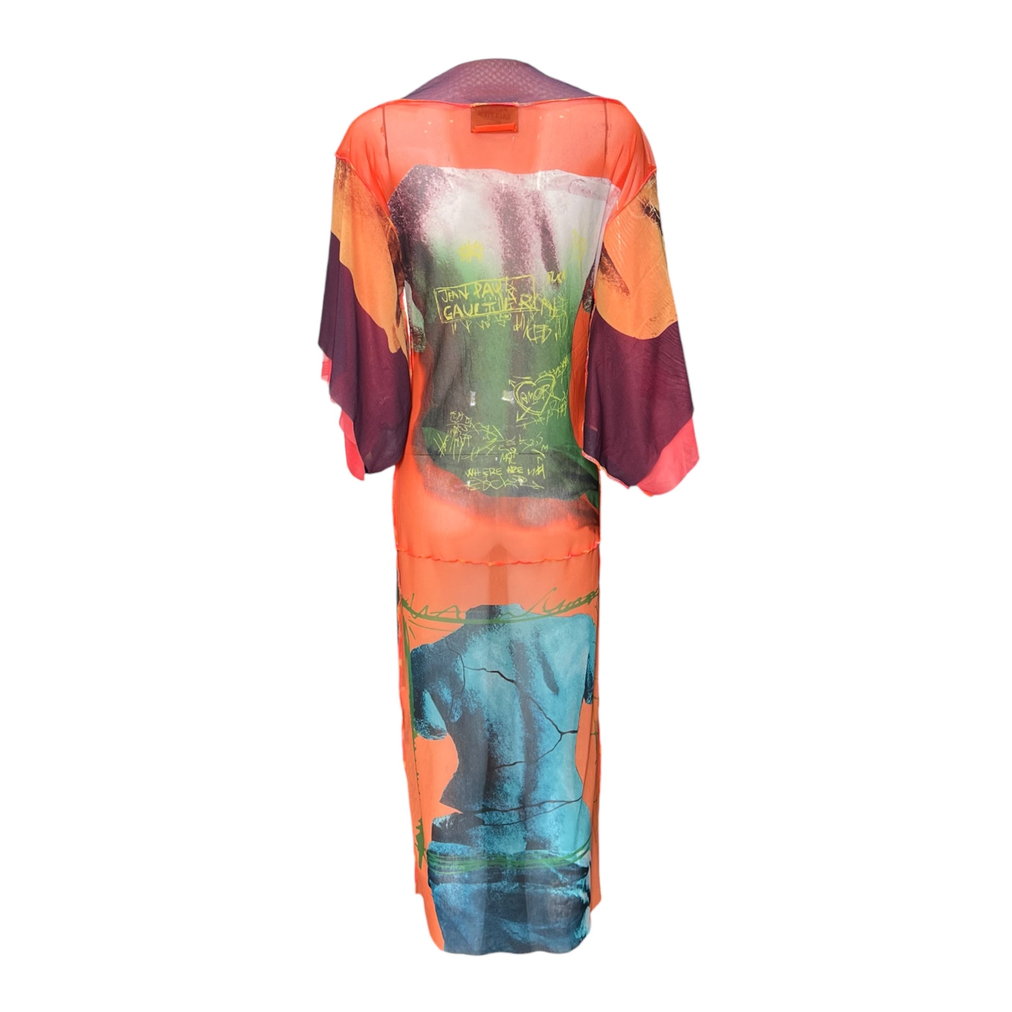 Jean Paul Gaultier Maille S/S 1999 Venus de Milo Trompe L'oeil Print Mesh Dress. , back