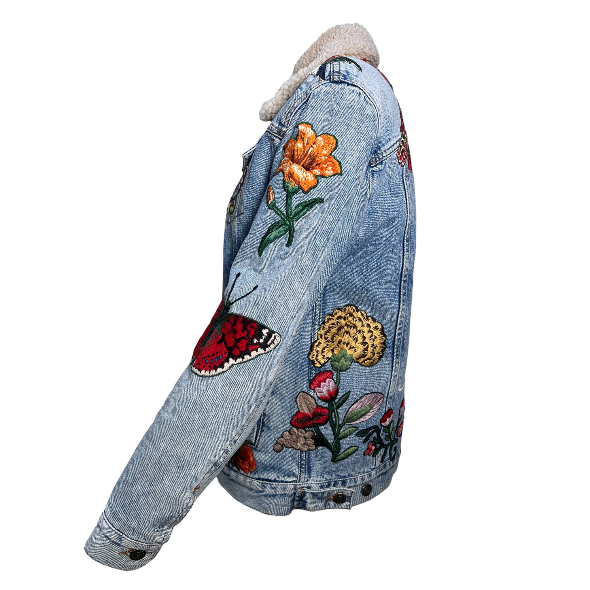 Gucci F/W 2016 Denim Patchwork Jacket with Faux Shearling Lining, side