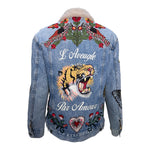 Gucci F/W 2016 Denim Patchwork Jacket with Faux Shearling Lining, back