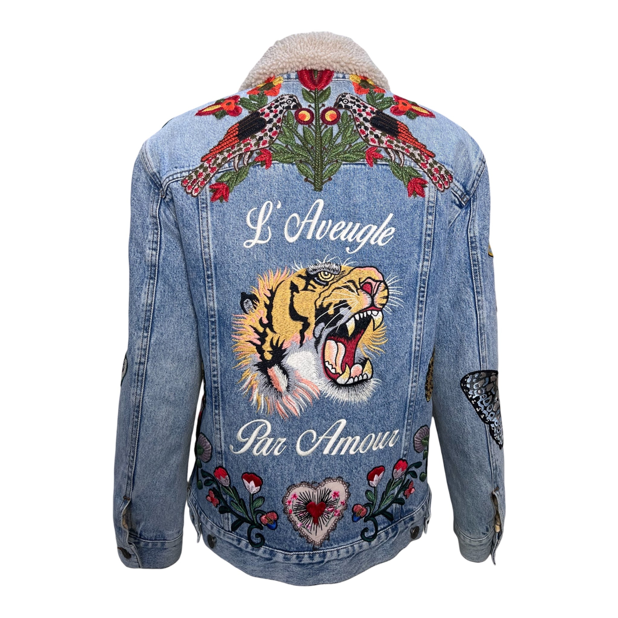 Gucci F/W 2016 Denim Patchwork Jacket with Faux Shearling Lining, back