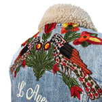 Gucci F/W 2016 Denim Patchwork Jacket with Faux Shearling Lining, back neck