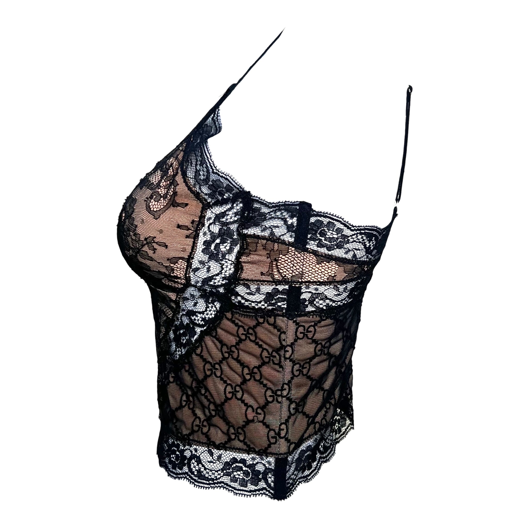 Gucci S/S 2023 Black Lace Monogram Camisole, side