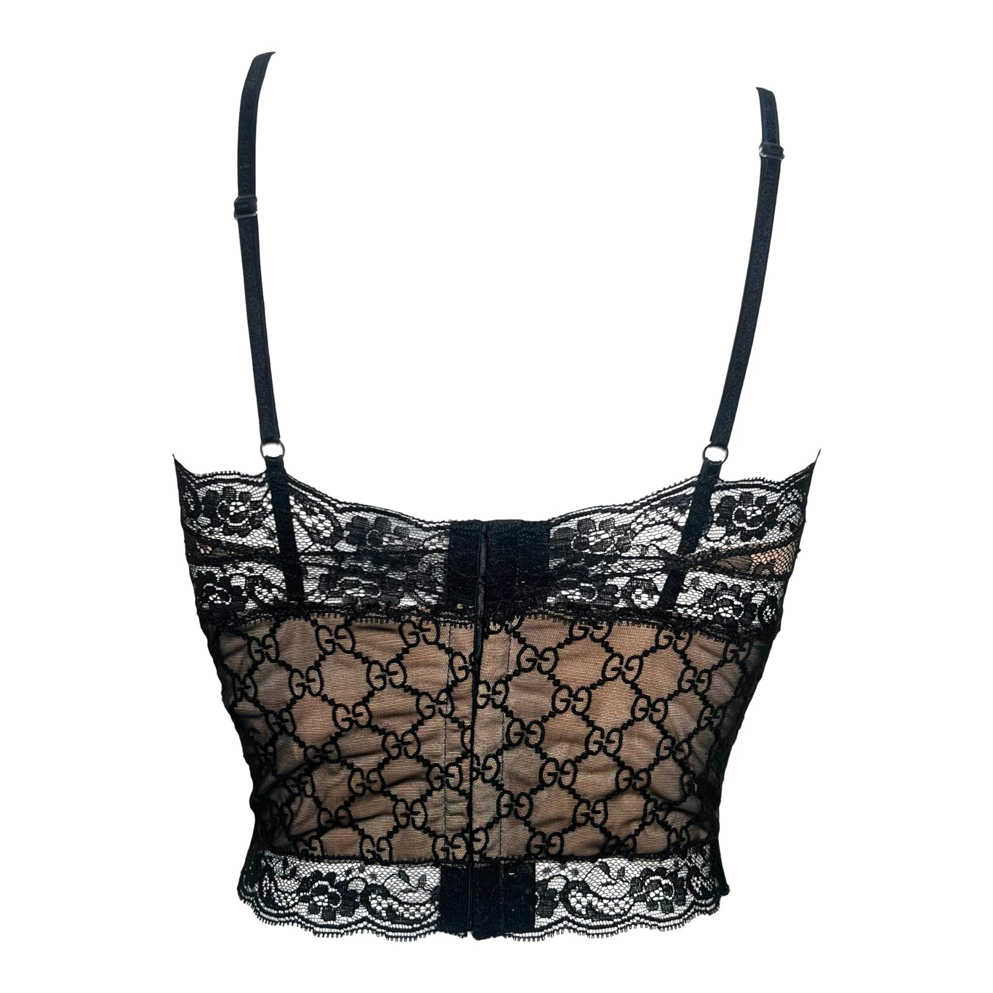 Gucci S/S 2023 Black Lace Monogram Camisole, back