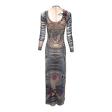 Gaultier S/S 1994 'Les Tatouages' Mesh Tattoo Maxi Dress and Bolero, back with bolero