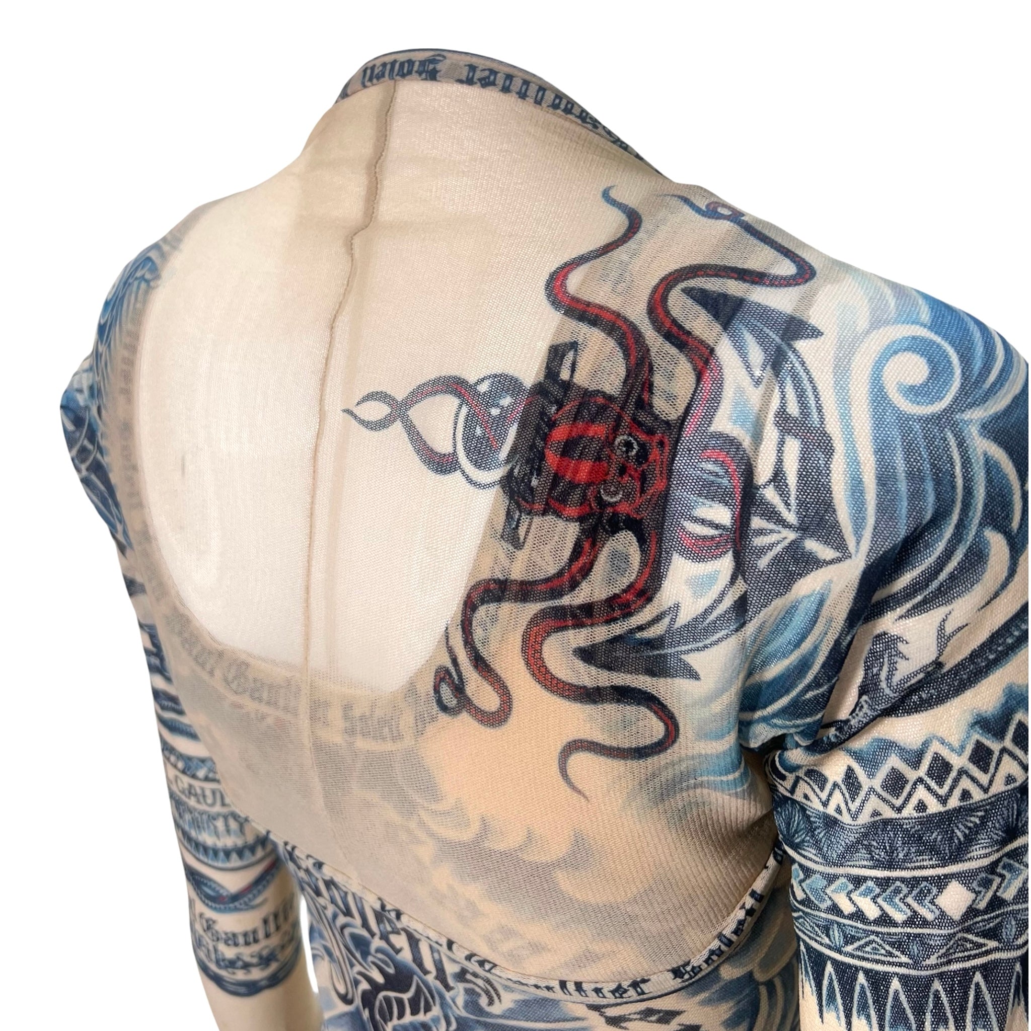 Gaultier S/S 1994 'Les Tatouages' Mesh Tattoo Maxi Dress and Bolero,  side bolero