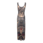 Gaultier S/S 1994 'Les Tatouages' Mesh Tattoo Maxi Dress and Bolero, dress back