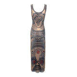 Gaultier S/S 1994 'Les Tatouages' Mesh Tattoo Maxi Dress and Bolero, dress back