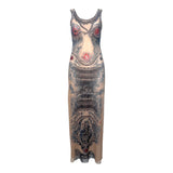 Gaultier S/S 1994 'Les Tatouages' Mesh Tattoo Maxi Dress and Bolero, SOLO