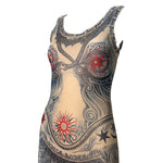 Gaultier S/S 1994 'Les Tatouages' Mesh Tattoo Maxi Dress and Bolero, side top
