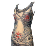 Gaultier S/S 1994 'Les Tatouages' Mesh Tattoo Maxi Dress and Bolero, side top