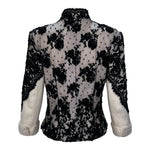 Irene Cream Wool and Black Lace Blazer Jacket, back