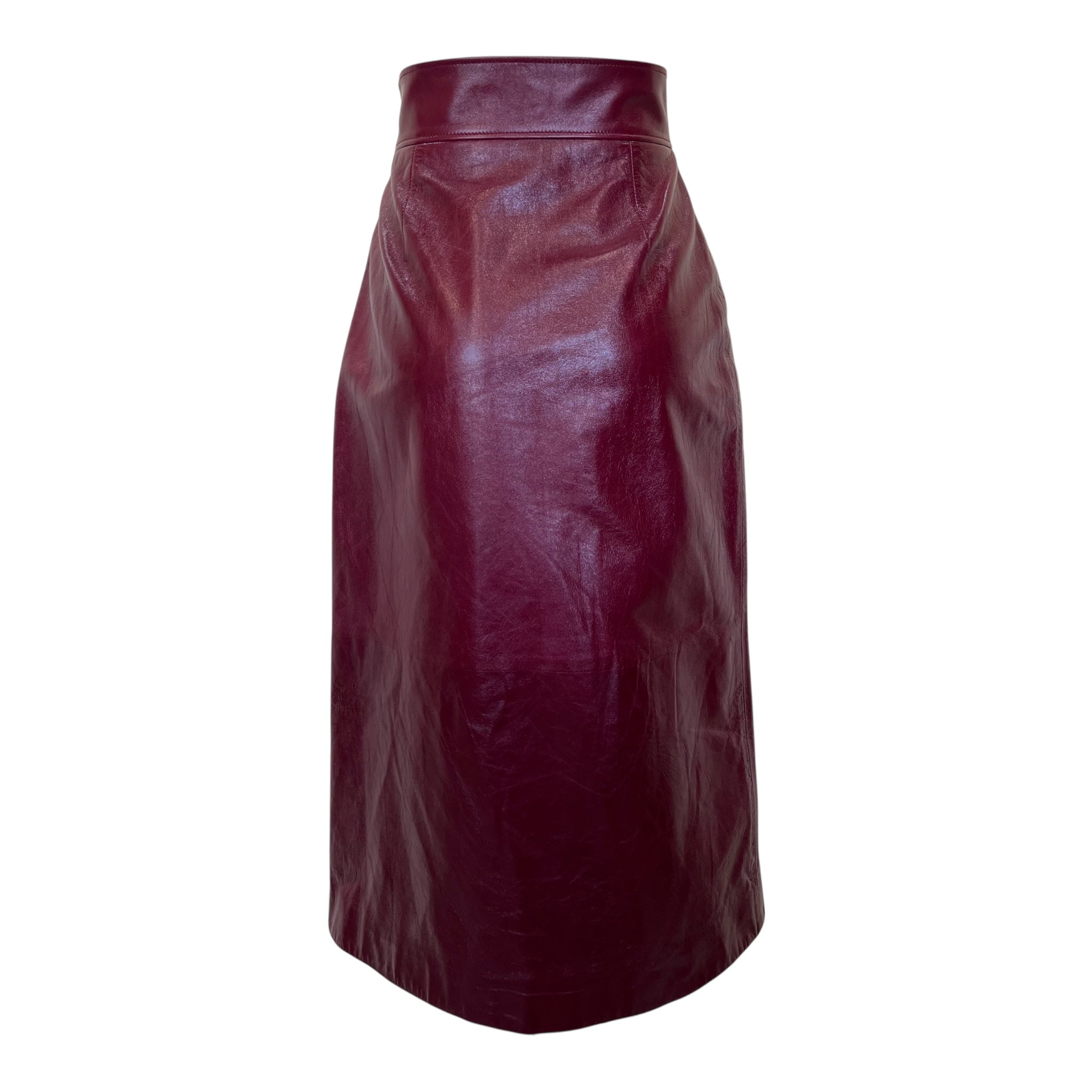 Gucci S/S 2020 Oxblood Red Leather Midi Skirt, back